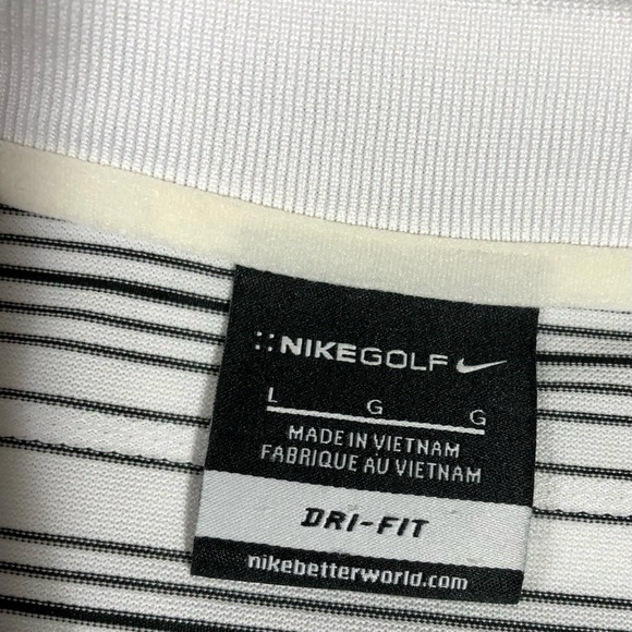 Nike Golf Polo Men’s Lg White Grey Stripes Dri Fit Lightweight Spring Weight - Picture 2 of 7